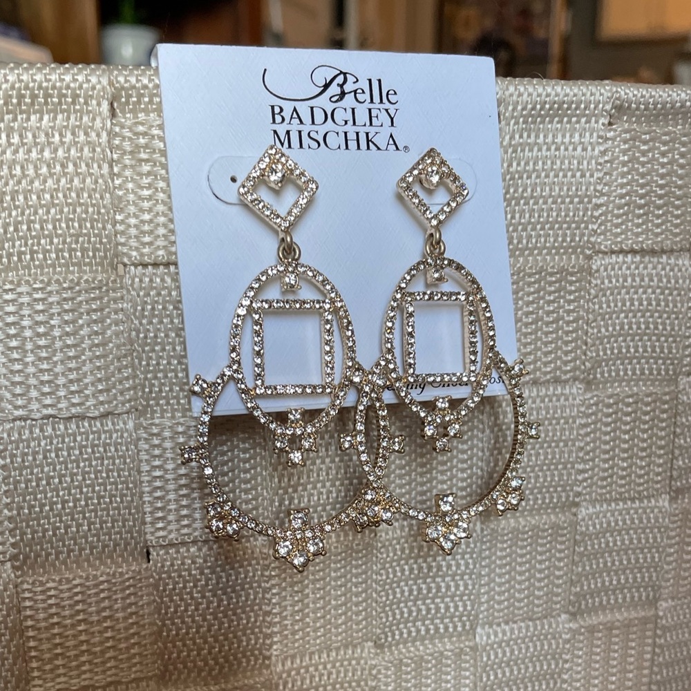 NWT Belle Badgley Mishka formal crystal earrings